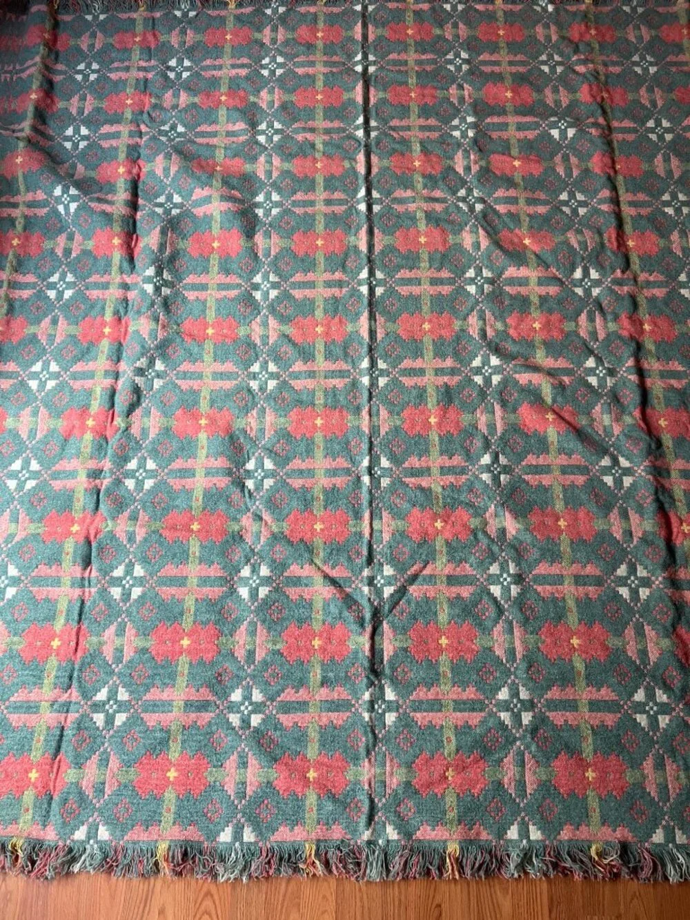Brynkir 100% Wool Welsh Collectors Vintage Tapestry Coverlet Blanket 242 x 231cm